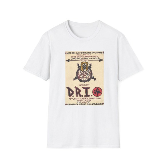 Tops - Slayer Concert Shirt - Unisex White 1986 Slayer T-shirt